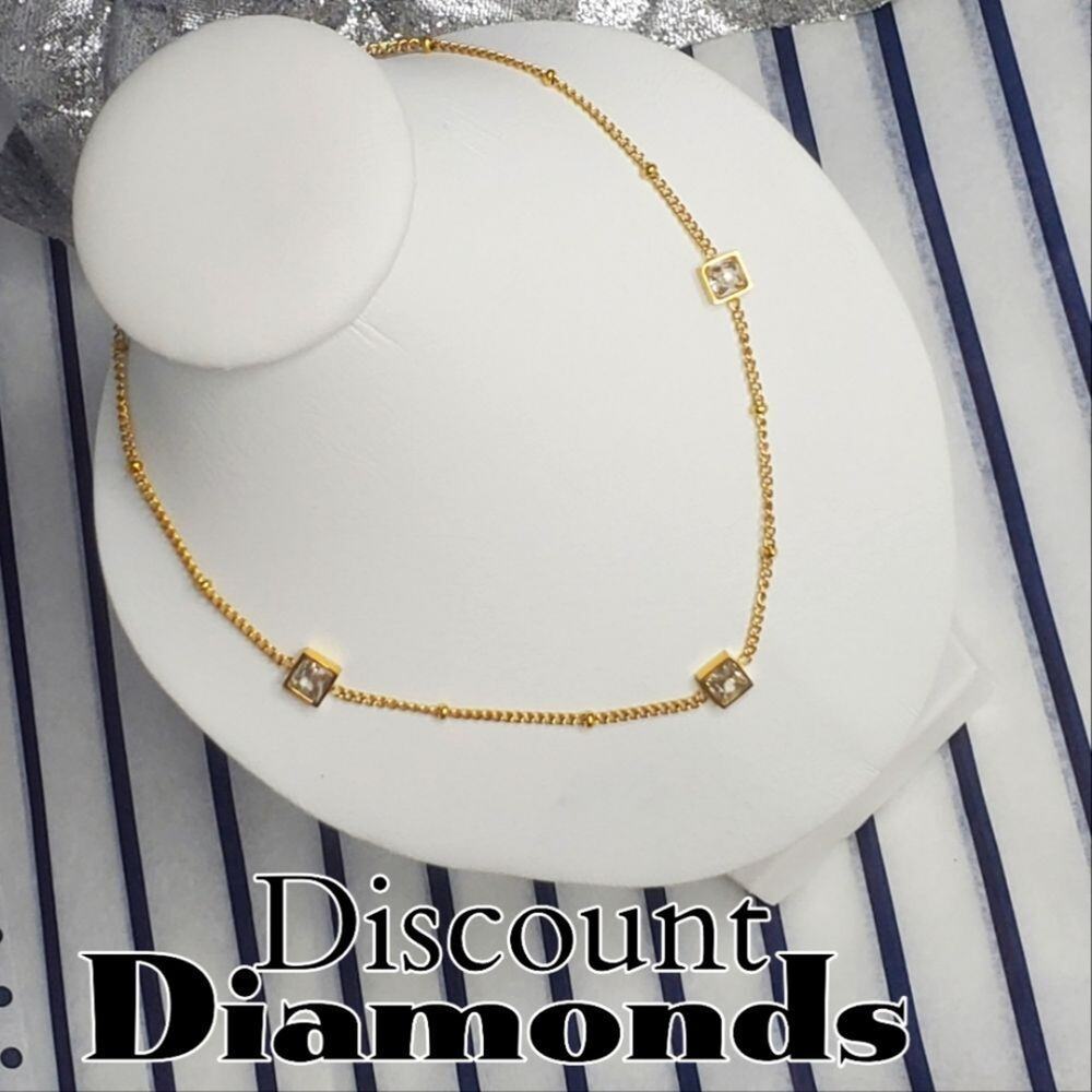 Choker / Necklace 18K Yellow Gold on Titanium - White Zircon